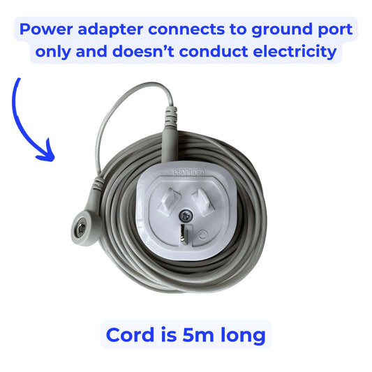 Close-up of earthing plug prong and cable connector end