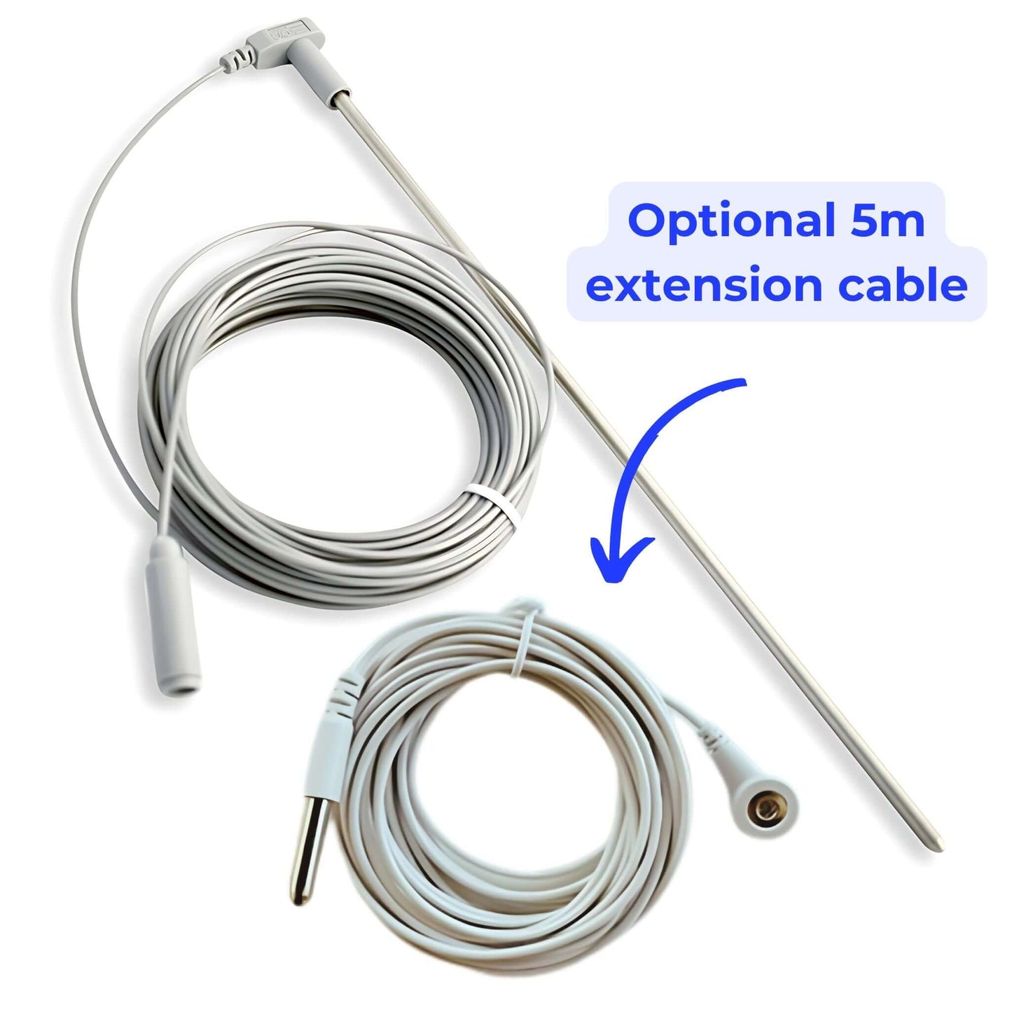 Close-up of grounding rod cable clamp and connector attachment