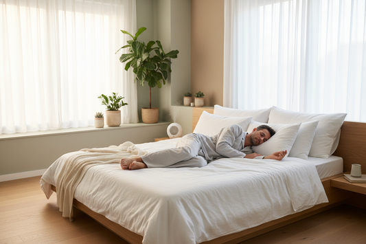 Grounding Therapy: Why US Health Professionals Are Recommending Earthing for Better Sleep in 2025 with a man sleeping peacefully in bed.