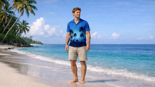 A man standing on a beach, enjoying the health benefits of earthing at the beach and in saltwater.