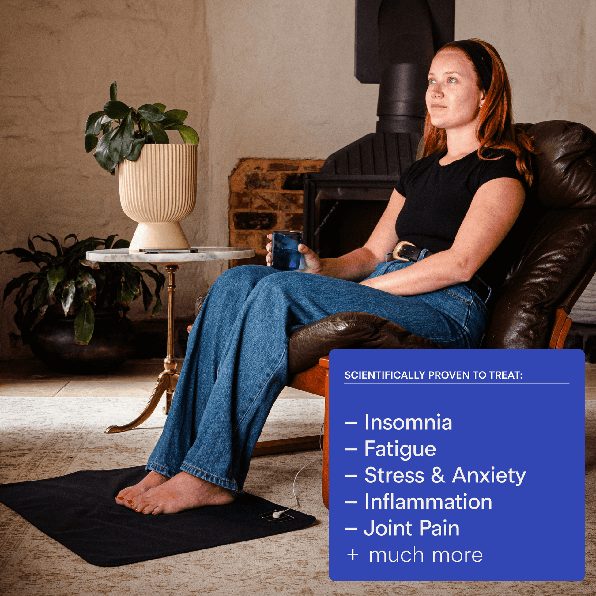 lady sitting in chair relaxed grounding