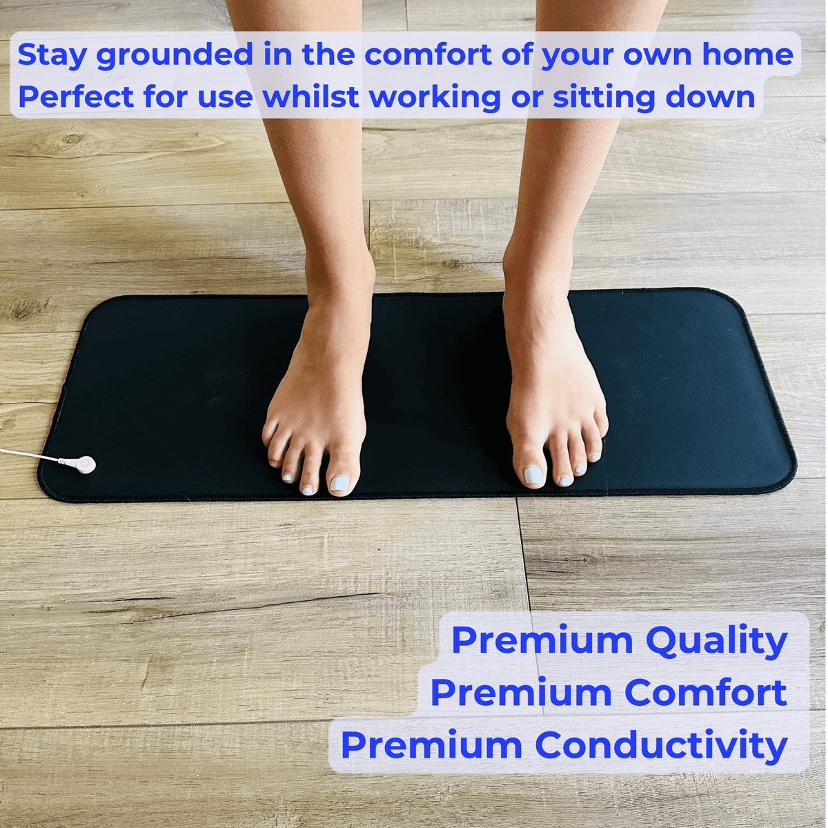 woman barefoot on grounding mat