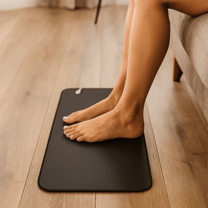 Earthing grounding mat with connection cord on white background