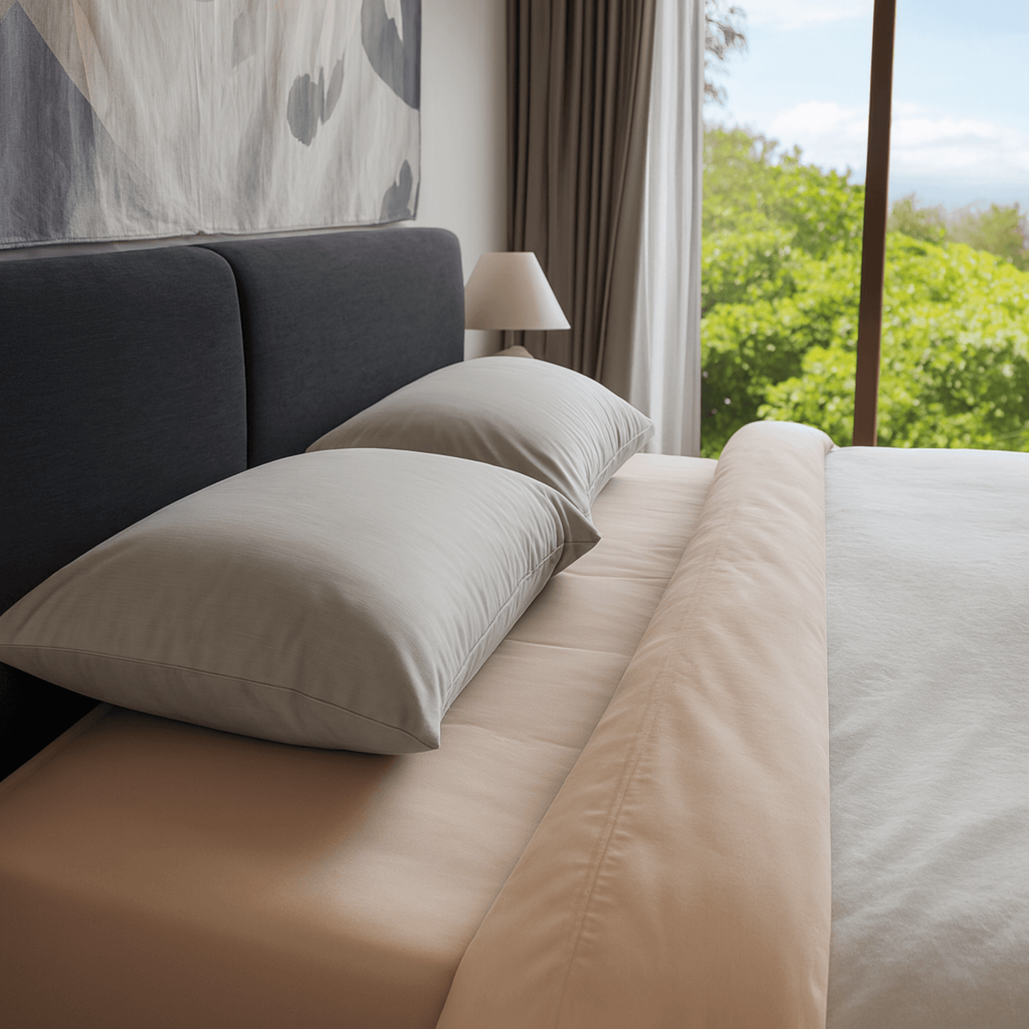 Stainless steel earthing grounding pillowcase on white background